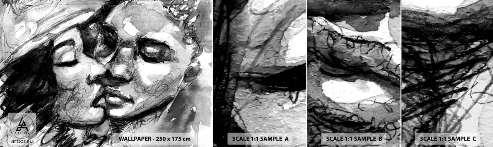 Échantillon de Papier Peint Autocollant Deluxe Sticker - Un moment tendre - Bisous, Amour, Les amoureux - 100x30 cm