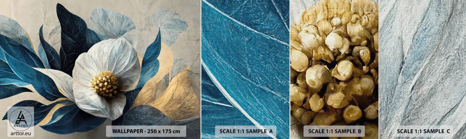 Échantillon de Papier Peint Premium Canvas - Il a un coeur d'or - Fleur, Élégant, Morceau - 100x30 cm