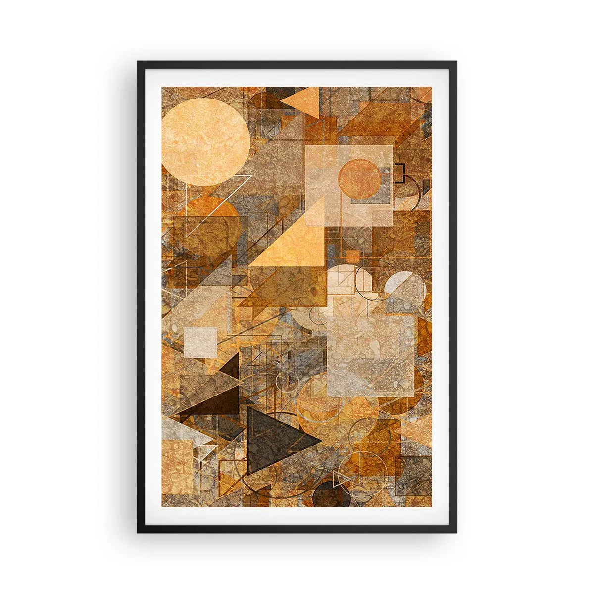 Affiche dans un cadre noir - Poster - Étude cubique de marron - 61x91 cm