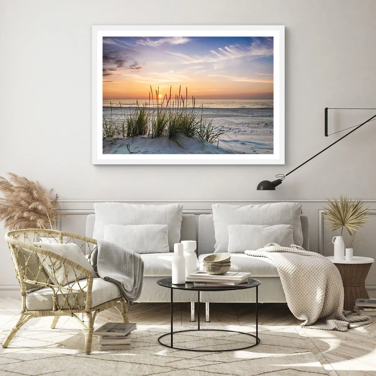 Affiche dans un cadre blanc - Poster - Regarde, pense, ressent - 50x40 cm