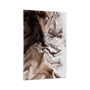 Impression sur verre - Image sur verre - Abstraction dans les tons de brun avec des lignes dynamiques - 70x100cm - Contraste de couleur - Décoration murale moderne pour le salon et la chambre ARTTOR