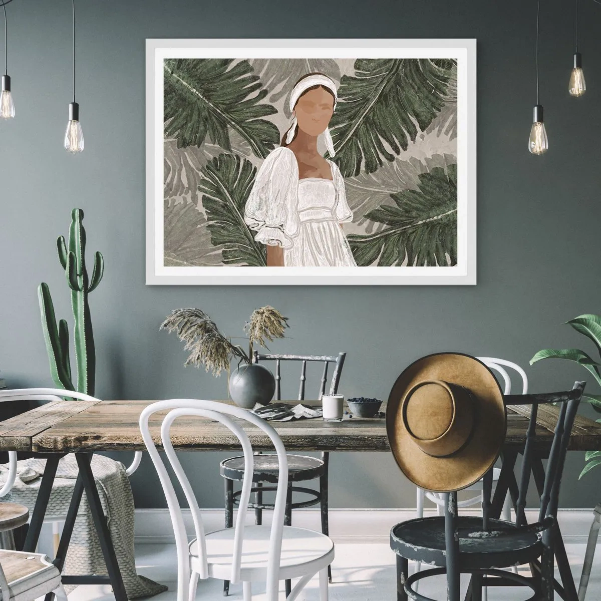 Affiche dans un cadre blanc - Poster - Portrait exotique - 50x40 cm