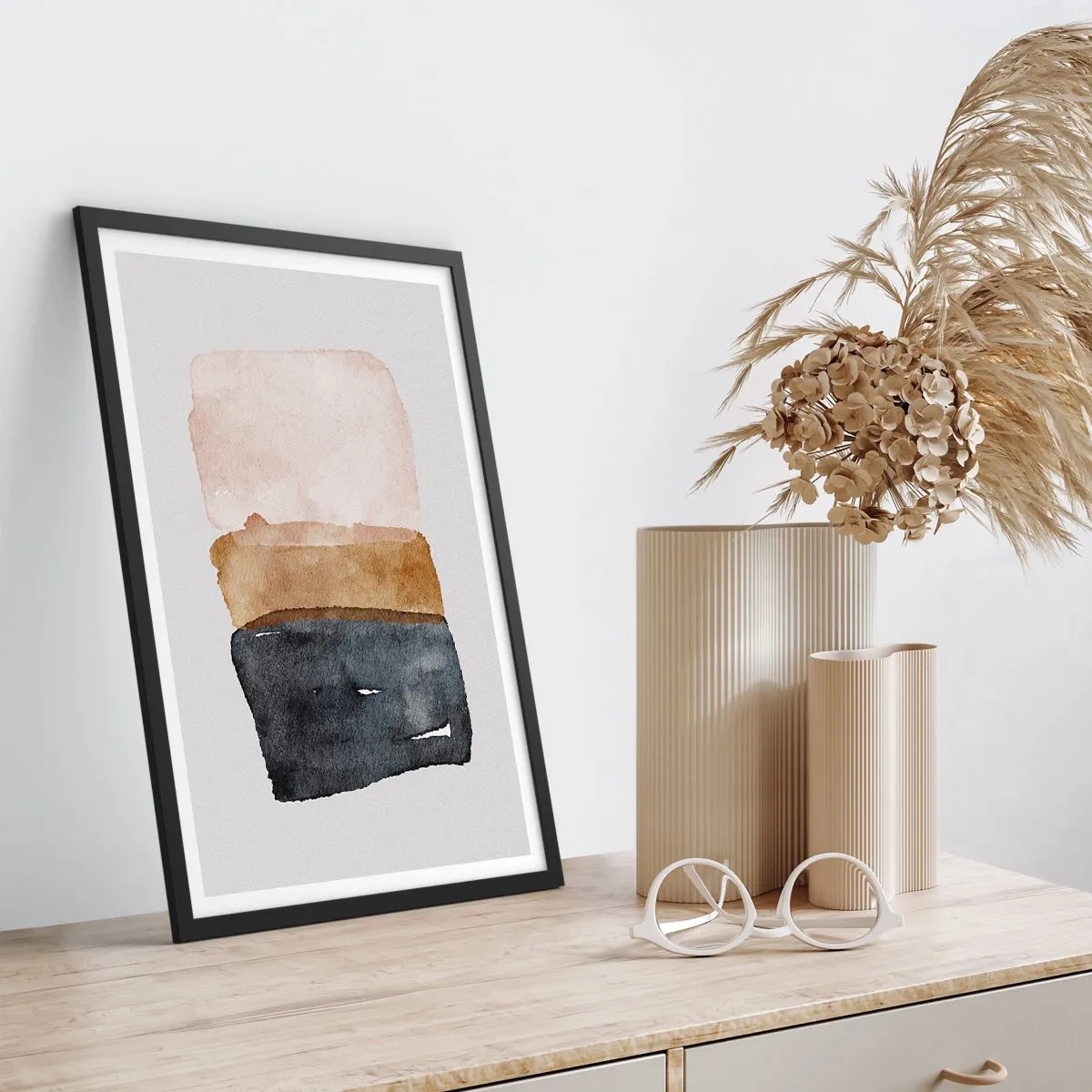 Affiche dans un cadre noir - Poster - Composition de couleurs de la terre - 70x100 cm