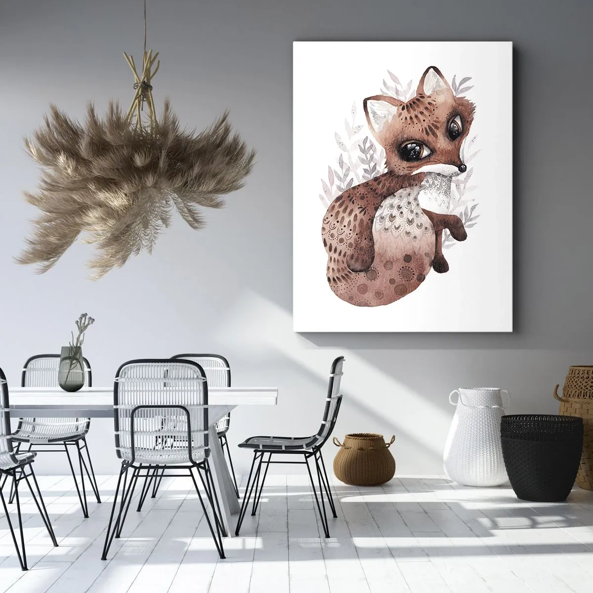 Impression sur toile - Image sur toile - Un joli renard aquarelle sur fond clair - 70x100cm - Seulement à aimer - Décoration murale moderne pour le salon et la chambre ARTTOR