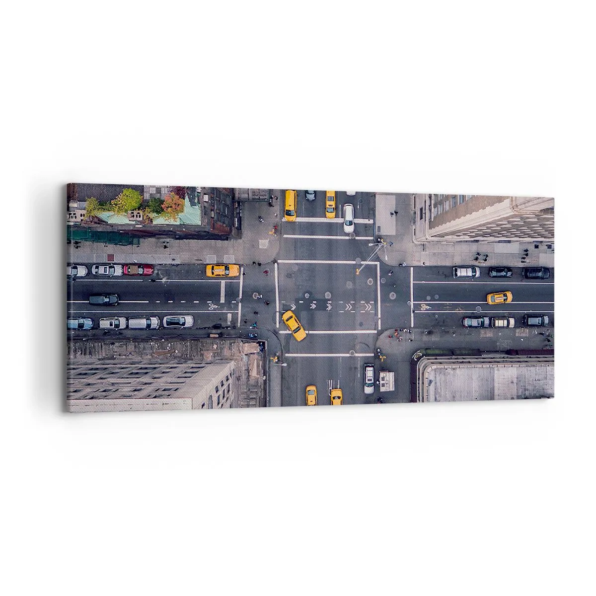 Impression sur toile - Image sur toile - Vue aérienne d'une rue animée de la ville - 120x50cm - Un choix simple - Décoration murale moderne pour le salon et la chambre ARTTOR