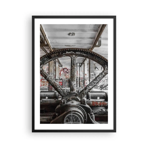 Affiche dans un cadre noir - Poster - Machine à graffitis industrielle dans une usine abandonnée - 50x70cm - Vie secrète d'une usine - Décoration murale moderne pour le salon et la chambre ARTTOR