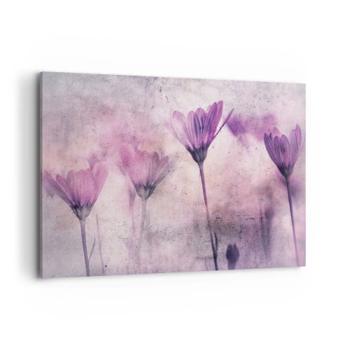 Impression sur toile - Image sur toile - Fleurs délicates dans des tons violets sur fond clair - 120x80cm - Rêve de fleurs - Décoration murale moderne pour le salon et la chambre ARTTOR