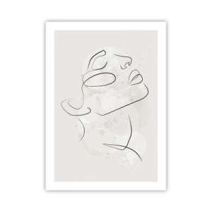 Affiche - Poster - Portrait de visage minimaliste dans un style linéaire - 50x70cm - L'esquisse d'un rêve - Décoration murale moderne pour le salon et la chambre ARTTOR