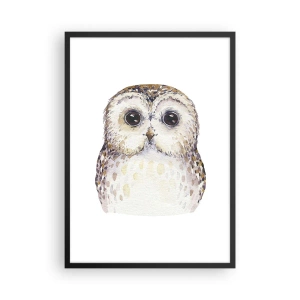 Affiche dans un cadre noir - Poster - Un charmant portrait à l'aquarelle d'un hibou - 50x70cm - Regarde-moi dans les yeux - Décoration murale moderne pour le salon et la chambre ARTTOR