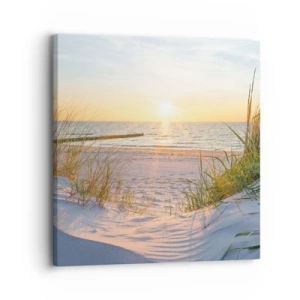Impression sur toile - Image sur toile - Le bruit de la mer, le chant des oiseaux, une plage sauvage parmi les herbes… - 30x30 cm