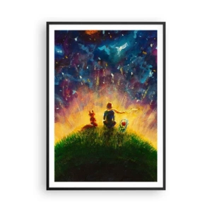 Affiche dans un cadre noir - Poster - Amour et amitié - le monde entier - 70x100 cm