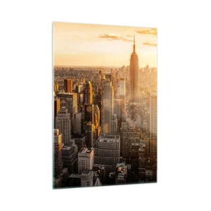 Impression sur verre - Image sur verre - Horizon de New York au coucher du soleil - 50x70cm - Grandir au soleil - Décoration murale moderne pour le salon et la chambre ARTTOR