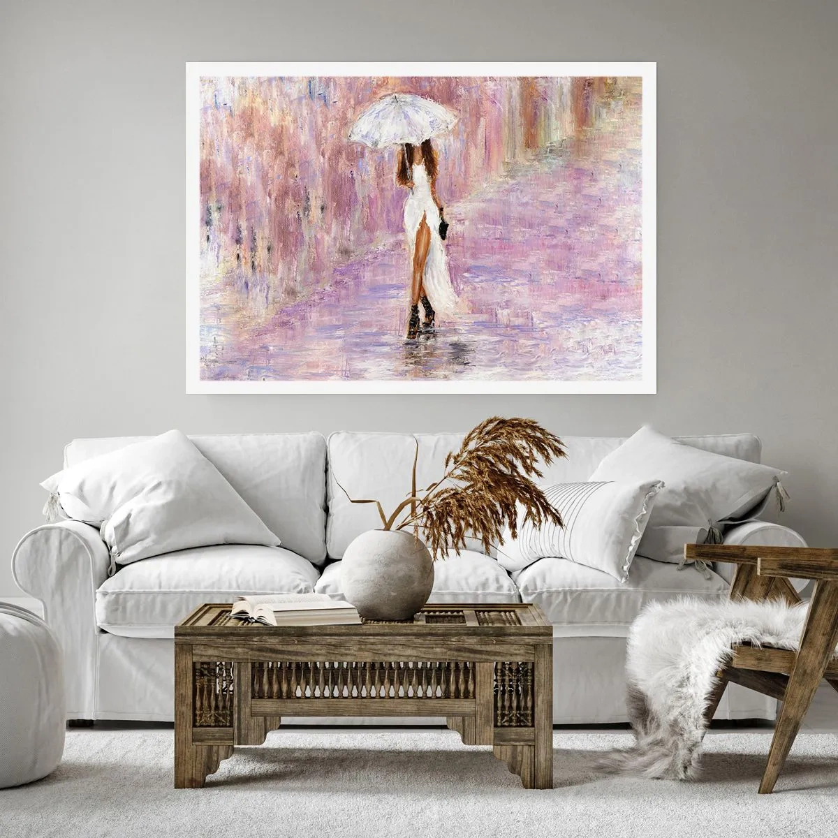Affiche - Poster - Sous la pluie lilas - 70x50 cm