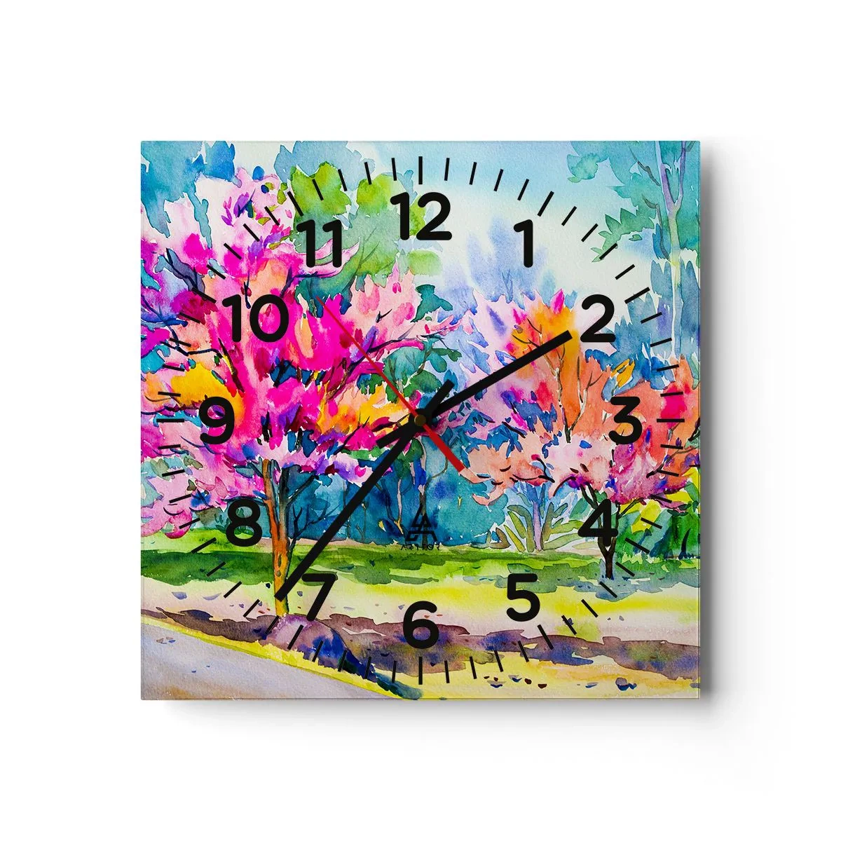 Horloge murale - Pendule murale - Jardin arc-en-ciel à la lumière du printemps - 40x40 cm