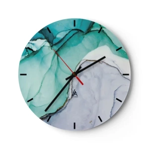 Horloge murale - Pendule murale - Une forme abstraite en turquoise et gris ressemblant à de la pierre. - 30x30cm - Étude de turquoise - Décoration murale moderne pour le salon, la cuisine et la chambre ARTTOR