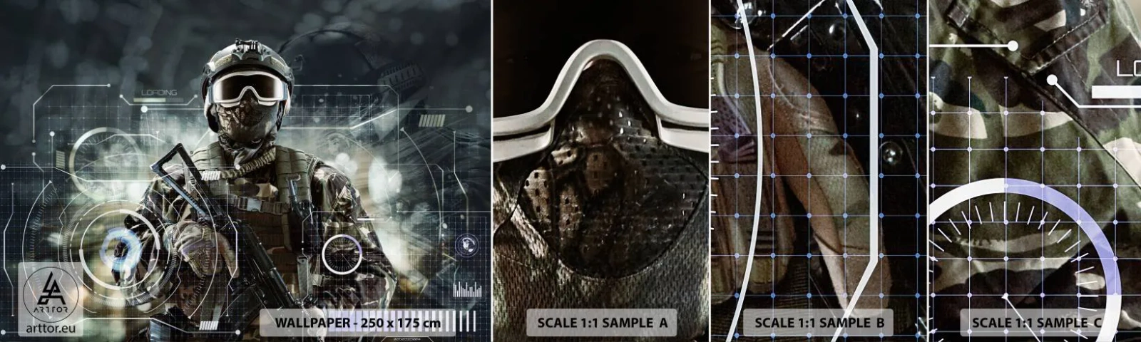 Échantillon De Papier Peint Standard Eco - Puissance sans limite - Abstraction, Soldat, Commando - 100x30 cm