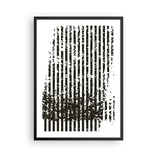 Affiche dans un cadre noir - Poster - Motif abstrait avec des lignes et de la texture - 50x70cm - Rythme et bruissement - Décoration murale moderne pour le salon et la chambre ARTTOR