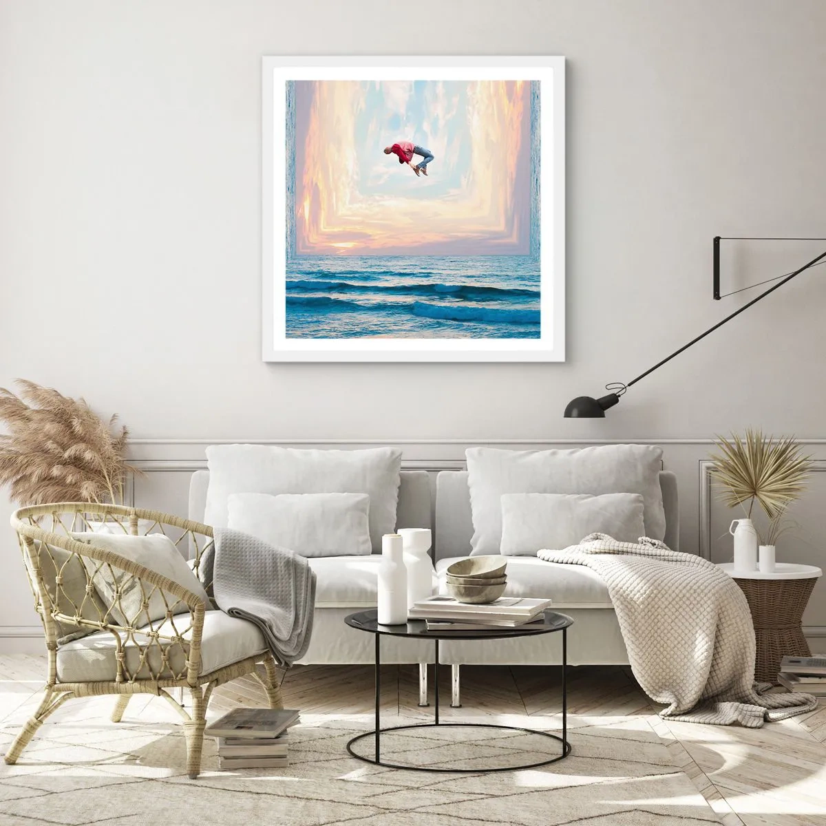 Affiche dans un cadre blanc - Poster - Vers une autre dimension - 40x40 cm