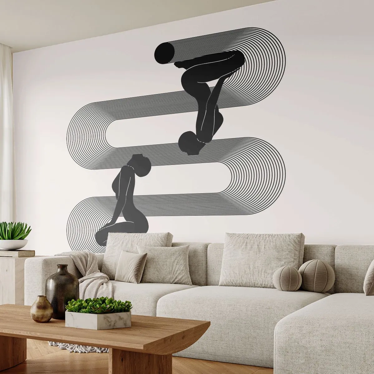 Papier Peint Autocollant Deluxe Sticker - Symétrie sensuelle - Femmes, Lignes, Méditation - 150x105 cm