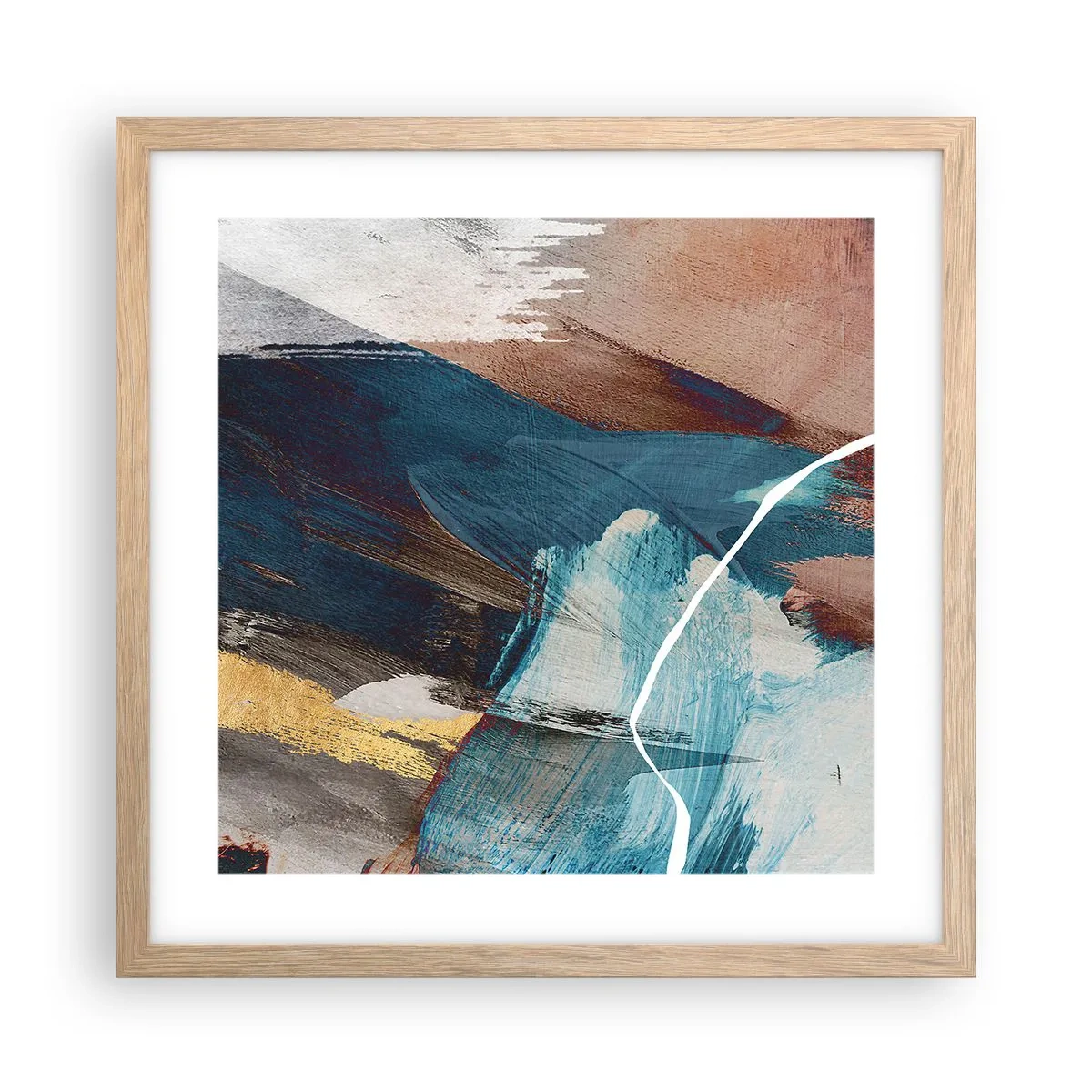 Affiche dans un chêne clair - Poster - Avec panache et énergie - 40x40 cm