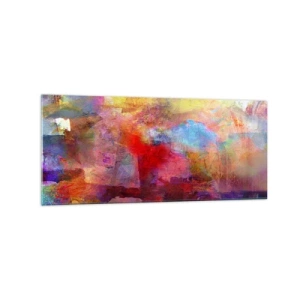 Impression sur verre - Image sur verre - Abstraction colorée dans des tons chauds et froids - 120x50cm - Regardez à l'intérieur de l'arc-en-ciel - Décoration murale moderne pour le salon et la chambre ARTTOR