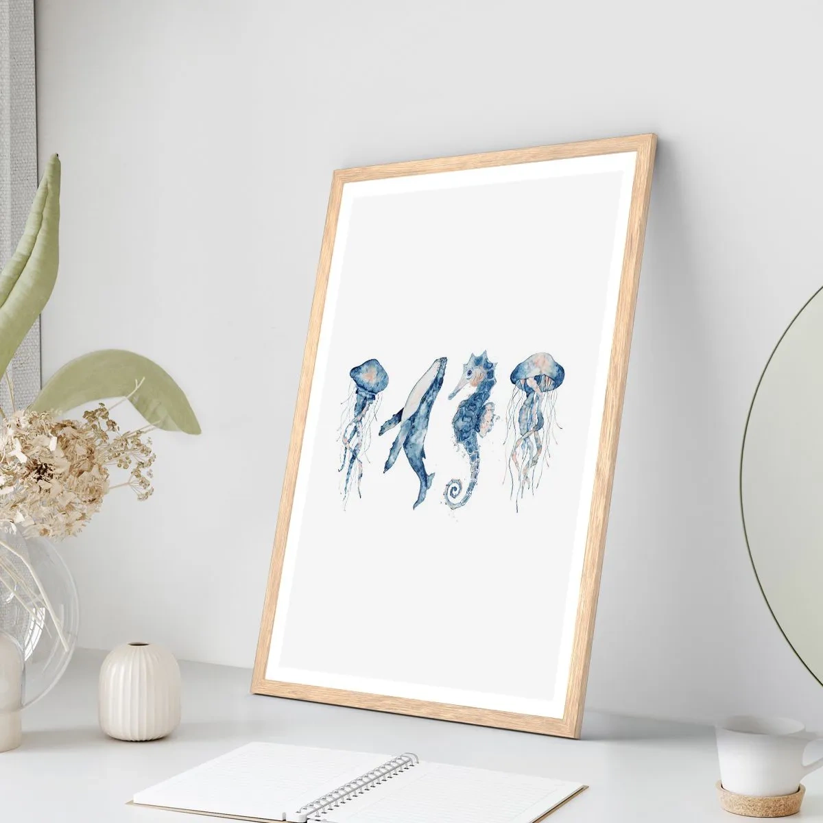 Affiche dans un chêne clair - Poster - Merveilles de la mer - 30x40 cm