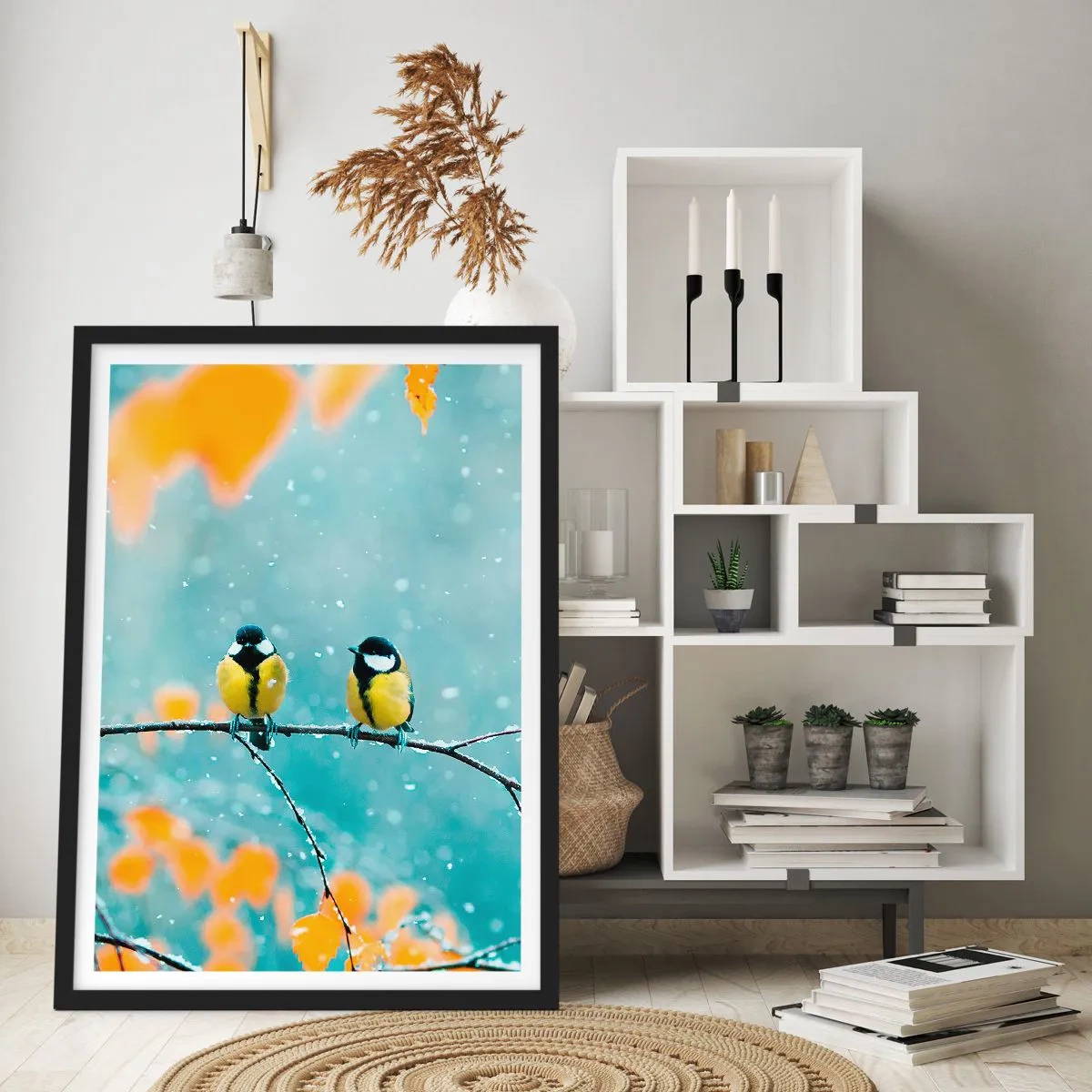 Affiche dans un cadre noir - Poster - Potins d'oiseaux - 40x50 cm