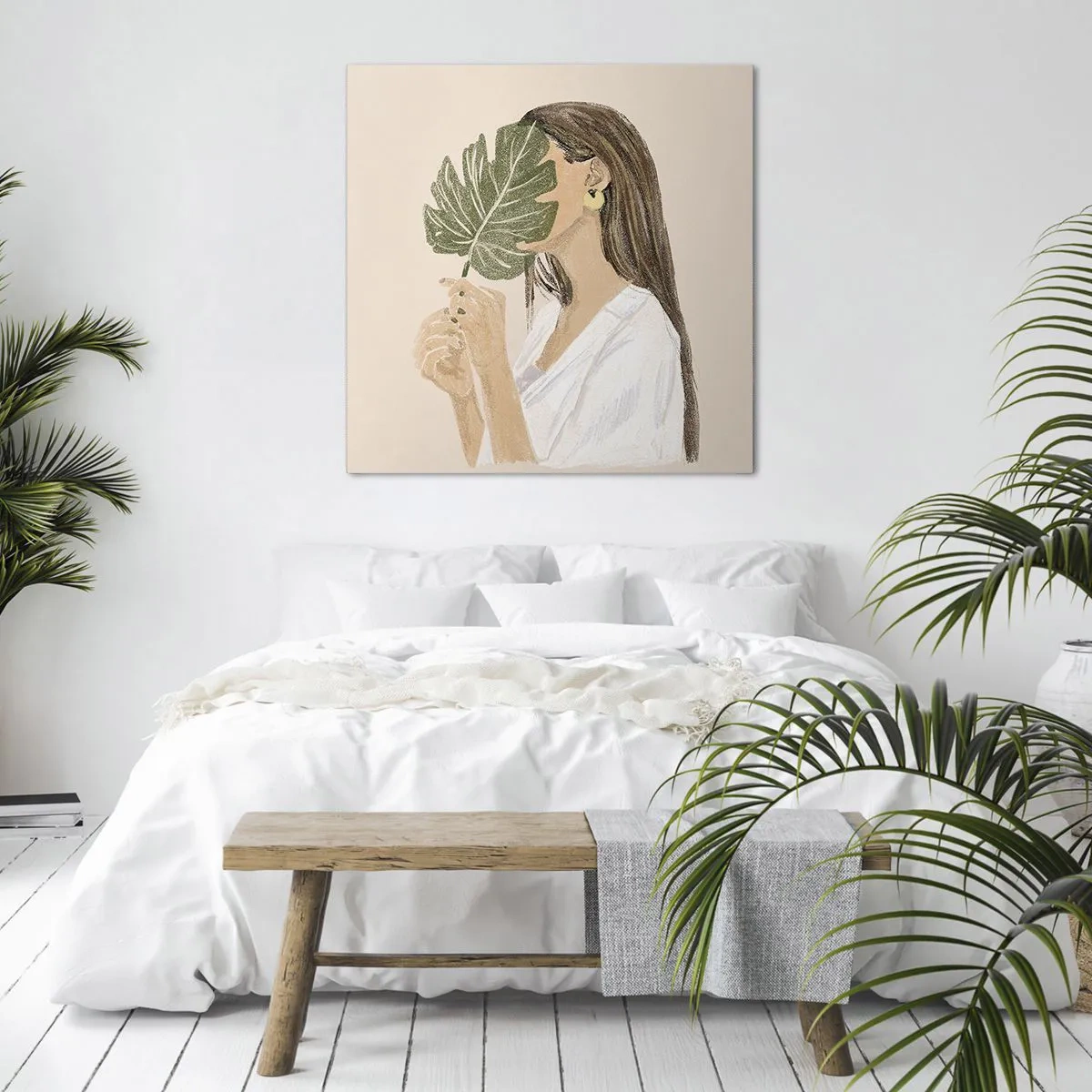 Impression sur toile - Image sur toile - Portrait mystérieux avec un éventail - 40x40 cm