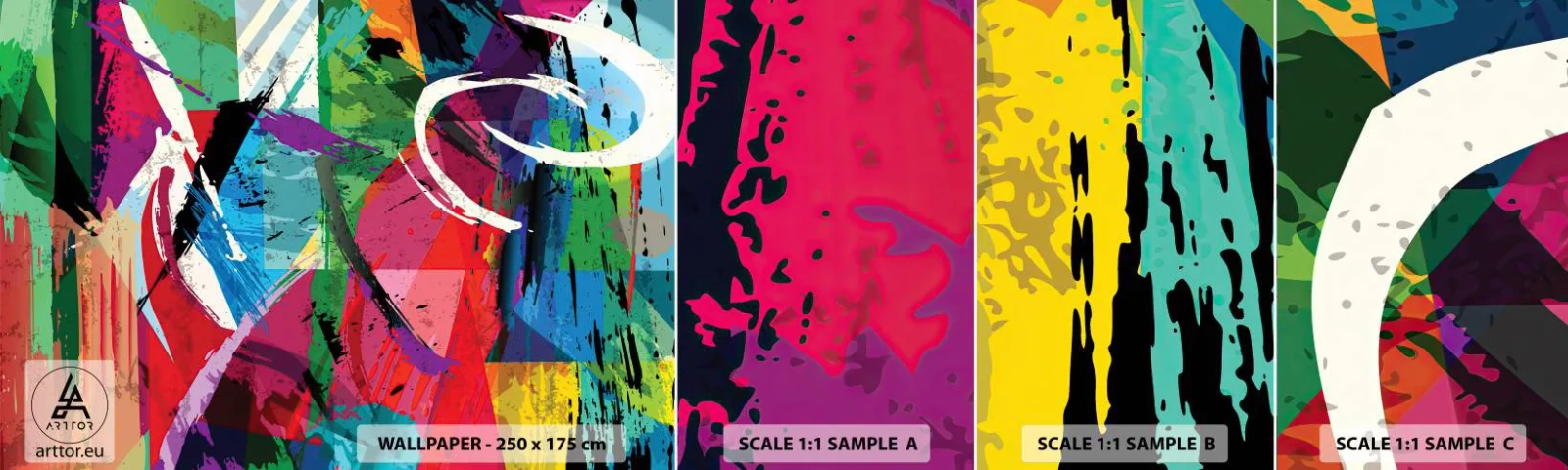 Échantillon De Papier Peint Standard Eco - Rapide, vif et bondissant - Abstraction, Morceau, Art moderne - 100x30 cm