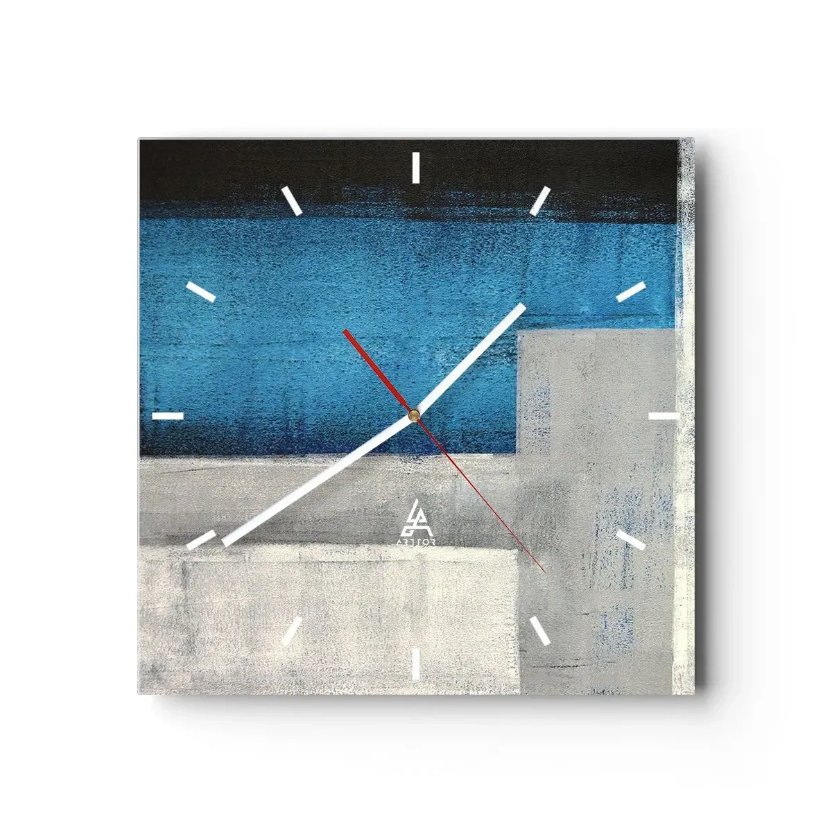 Horloge murale - Pendule murale - Une composition abstraite avec des nuances de bleu, de gris et de blanc. - 30x30cm - Une composition poétique de gris et de bleu - Décoration murale moderne pour le salon et la chambre ARTTOR