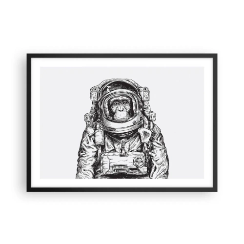 Affiche dans un cadre noir - Poster - Graphique d'un astronaute en combinaison spatiale avec une tête de singe - 70x50cm - Évolution alternative - Décoration murale moderne pour le salon et la chambre ARTTOR