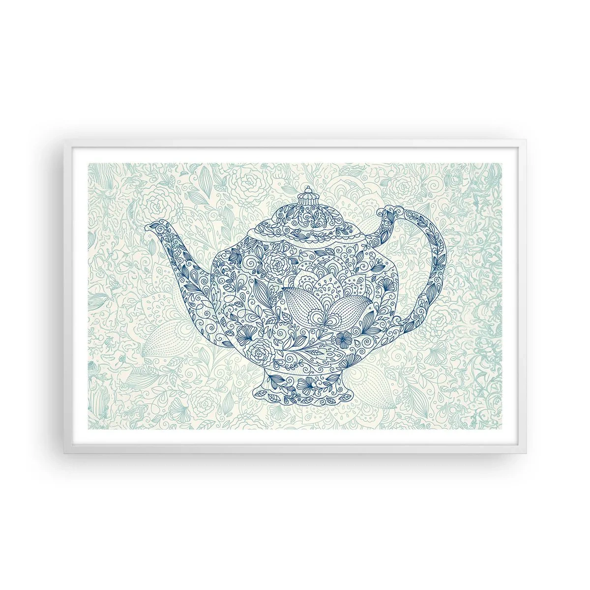 Affiche dans un cadre blanc - Poster - Le charme du thé - 91x61 cm