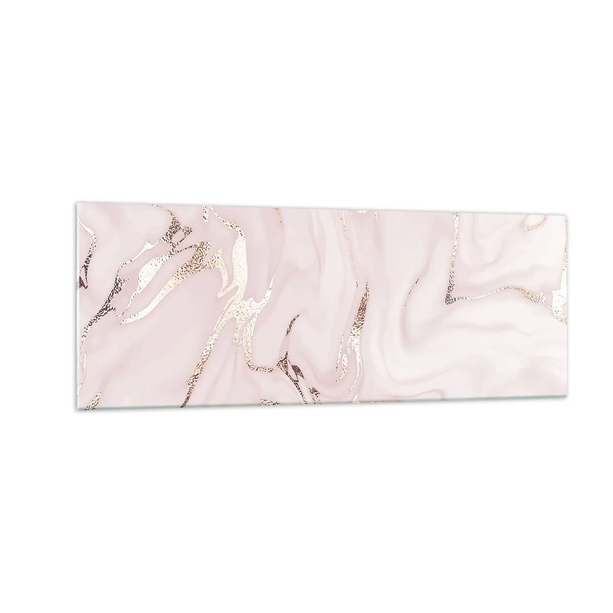 Impression sur verre - Image sur verre - Abstraction élégante dans des tons de rose et d'or - 140x50cm - Dans un châle rose - Décoration murale moderne pour le salon et la chambre ARTTOR