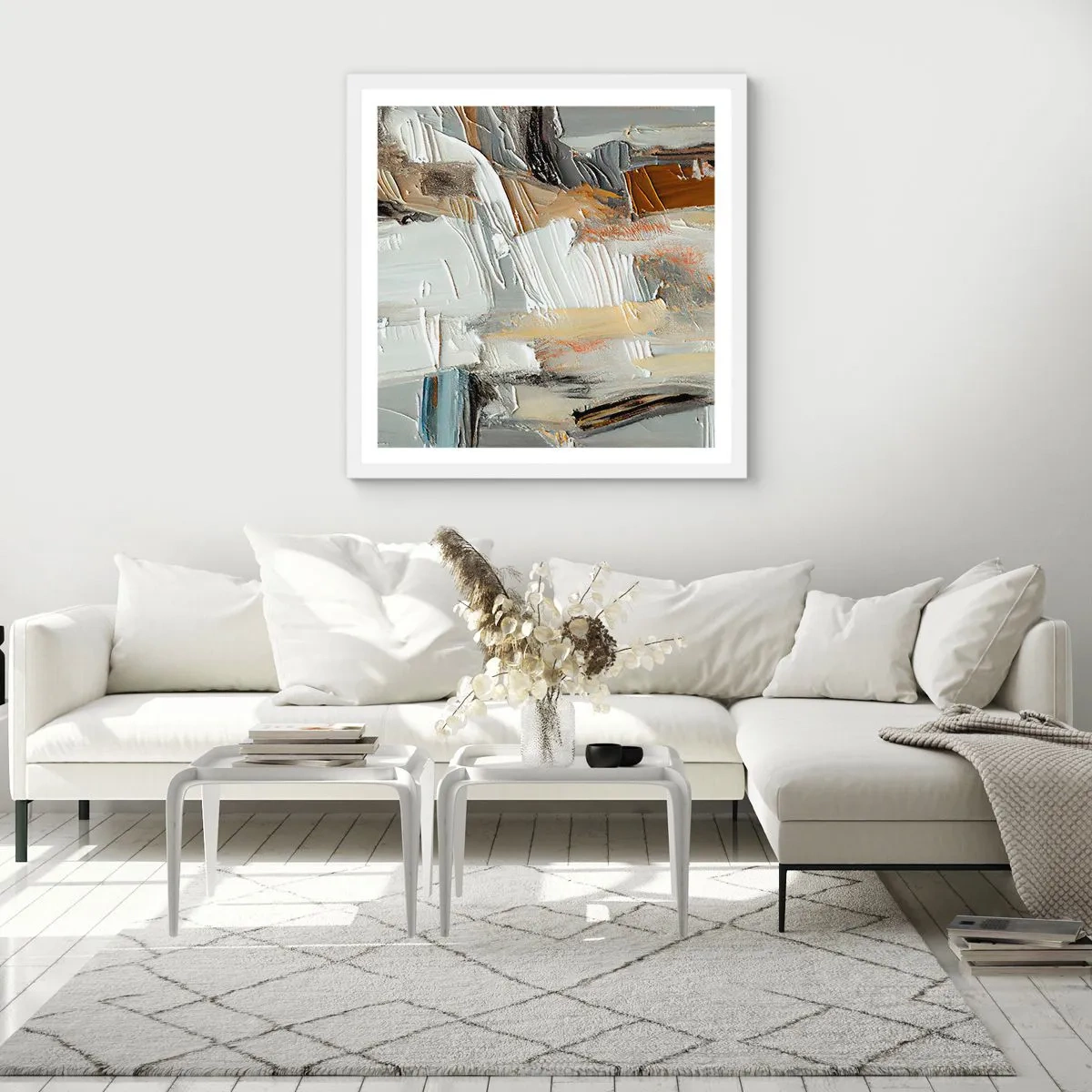Affiche dans un cadre blanc - Poster - Couches colorées - 40x40 cm