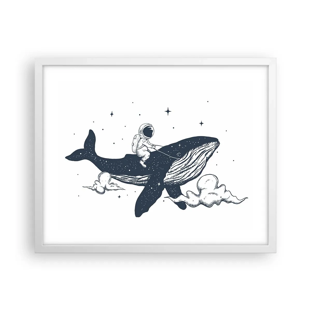 Affiche dans un cadre blanc - Poster - Aventure spatiale - 50x40 cm