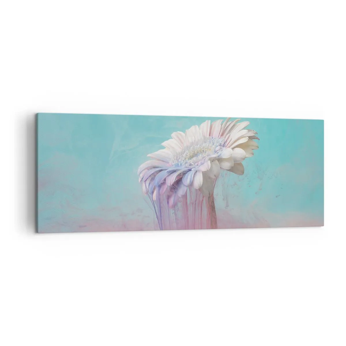 Impression sur toile - Image sur toile - Gerbera pastel avec effet flou - 140x50cm - Le monde souterrain des fleurs - Décoration murale moderne pour le salon et la chambre ARTTOR