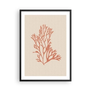 Affiche dans un cadre noir - Poster - Une délicate illustration de corail sur fond clair - 50x70cm - Filigrane de corail - Décoration murale moderne pour le salon et la chambre ARTTOR