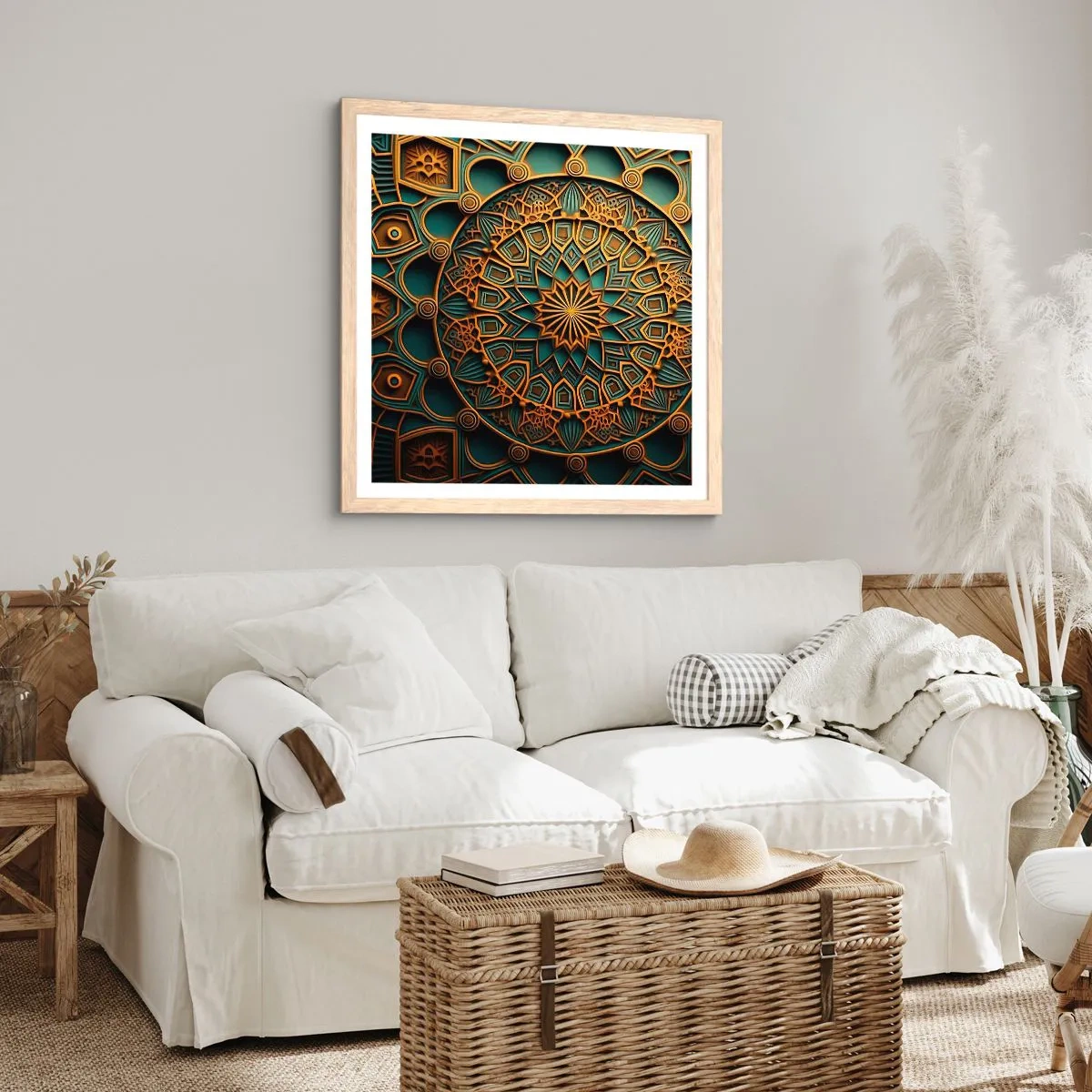 Affiche dans un chêne clair - Poster - Dans une ambiance arabe - 50x50 cm