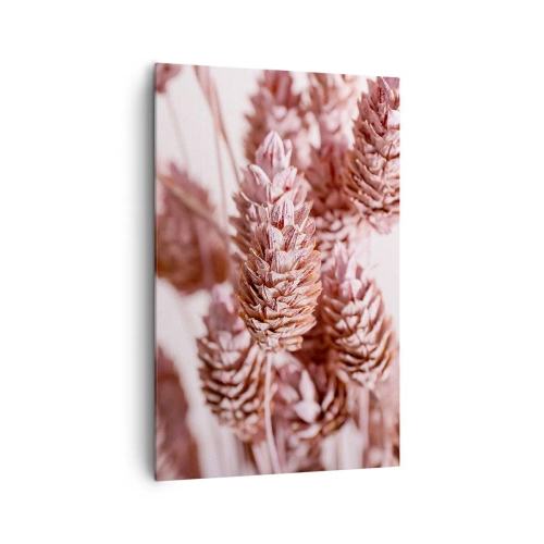 Impression sur toile - Image sur toile - Gros plan sur les délicats épis roses des graminées ornementales - 80x120cm - Apparemment discret - Décoration murale moderne pour le salon et la chambre ARTTOR