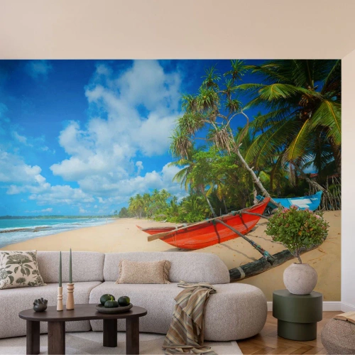 Papier Peint Autocollant Deluxe Sticker - Le charme des tropiques - Paysage, Océan, Plage Exotique - 100x70 cm