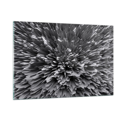 Impression sur verre - Image sur verre - Structure 3D abstraite en noir et blanc avec des bords nets - 120x80cm - Ça ne peut pas être plus dur que ça - Décoration murale moderne pour le salon et la chambre ARTTOR