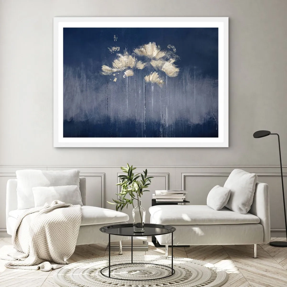 Affiche dans un cadre blanc - Poster - Comme des pétales au vent - 50x40 cm