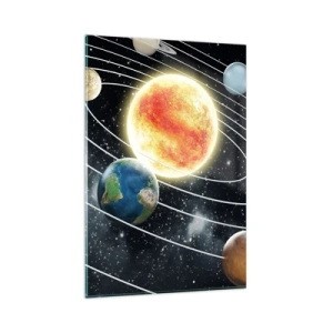 Impression sur verre - Image sur verre - Système solaire avec planètes et soleil dans l'espace - 80x120cm - Danse cosmique - Décoration murale moderne pour le salon et la chambre ARTTOR