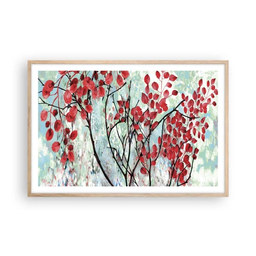Affiche dans un chêne clair - Poster - Arbre en écarlate - 91x61 cm