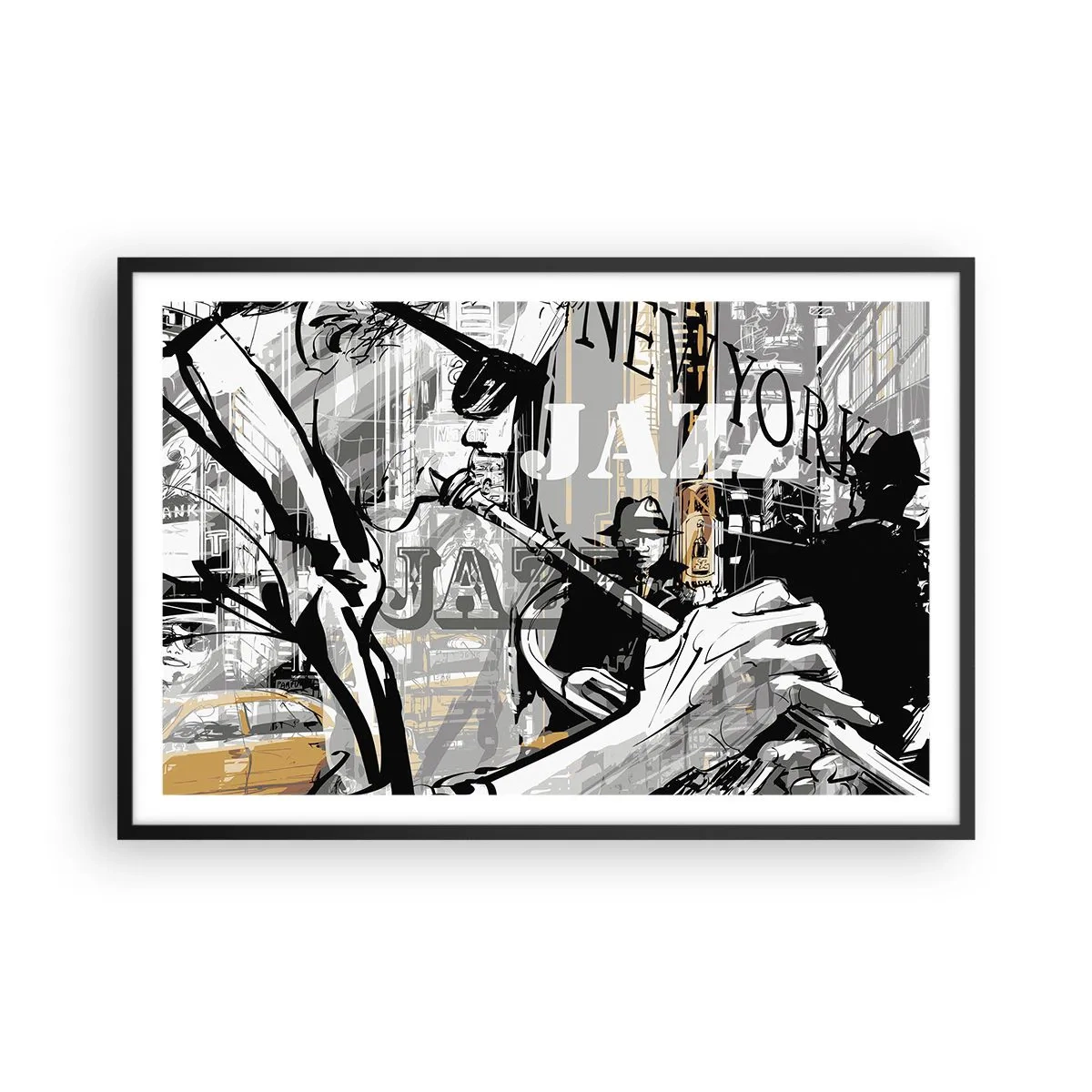 Affiche dans un cadre noir - Poster - Au rythme de New York - 91x61 cm