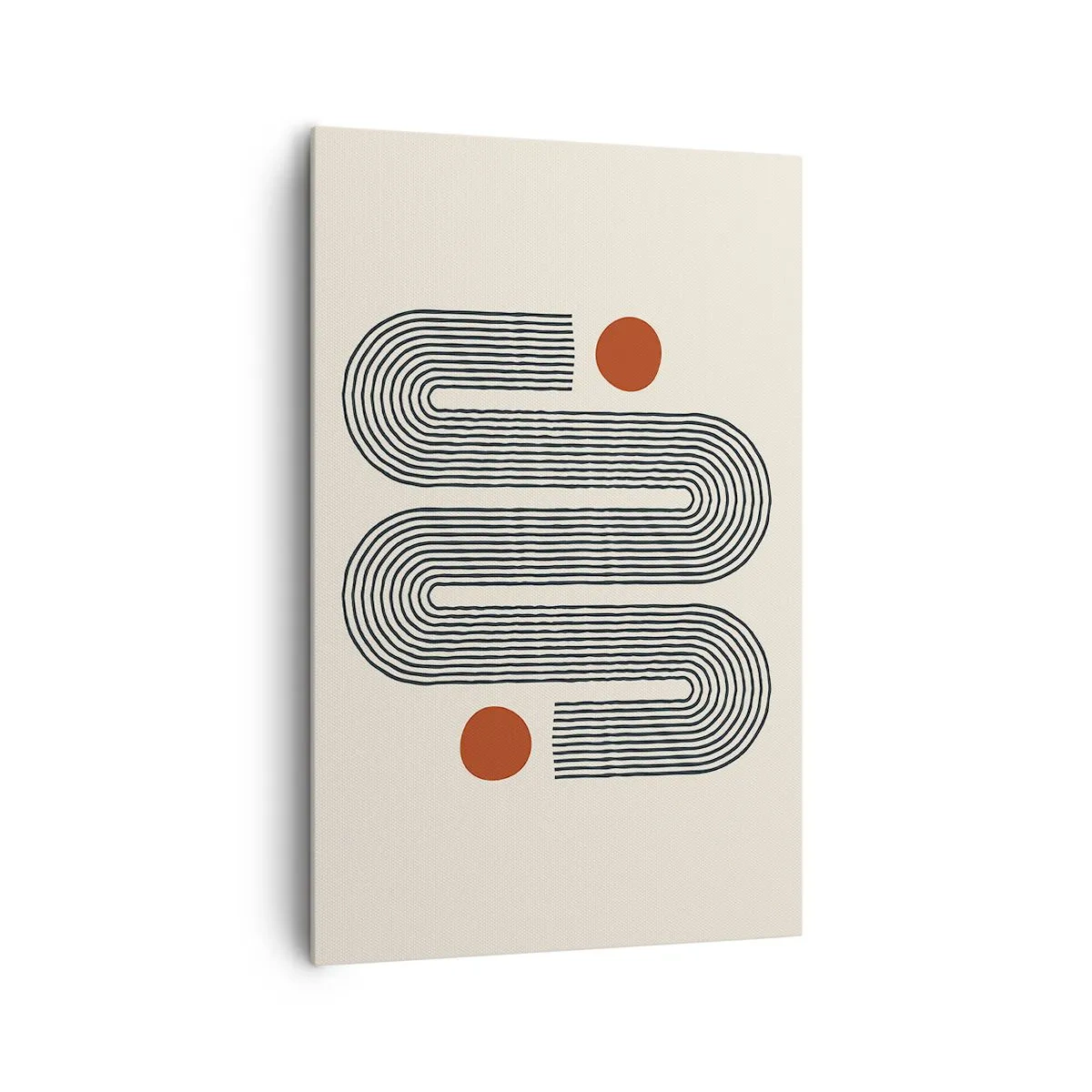 Impression sur toile - Image sur toile - Motif géométrique avec des lignes et des cercles orange - 80x120cm - Du début à la fin - Décoration murale moderne pour le salon et la chambre ARTTOR