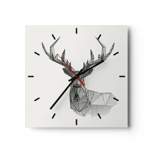 Horloge murale - Pendule murale - Cerf dans un style cubique - 40x40 cm