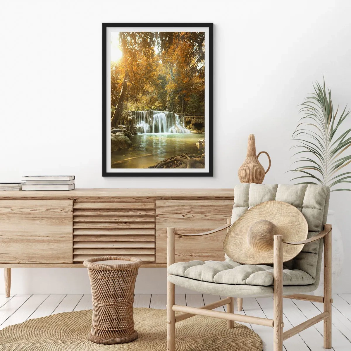 Affiche dans un cadre noir - Poster - Cascade du parc - 40x50 cm