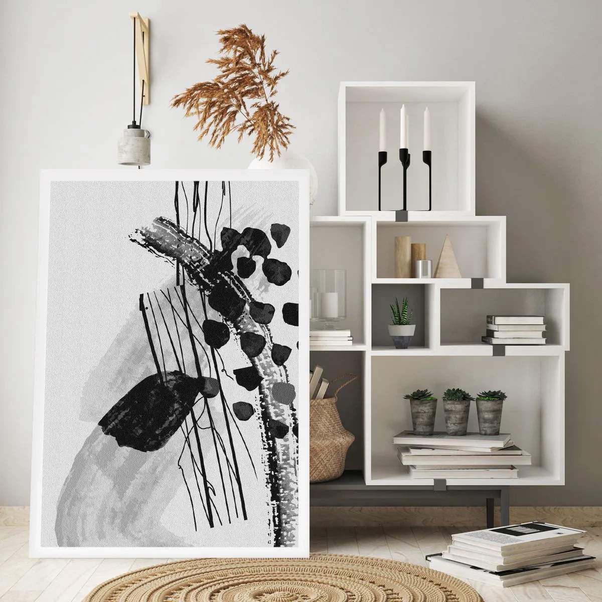 Affiche - Poster - Abstraction organique noir et blanc - 70x100 cm