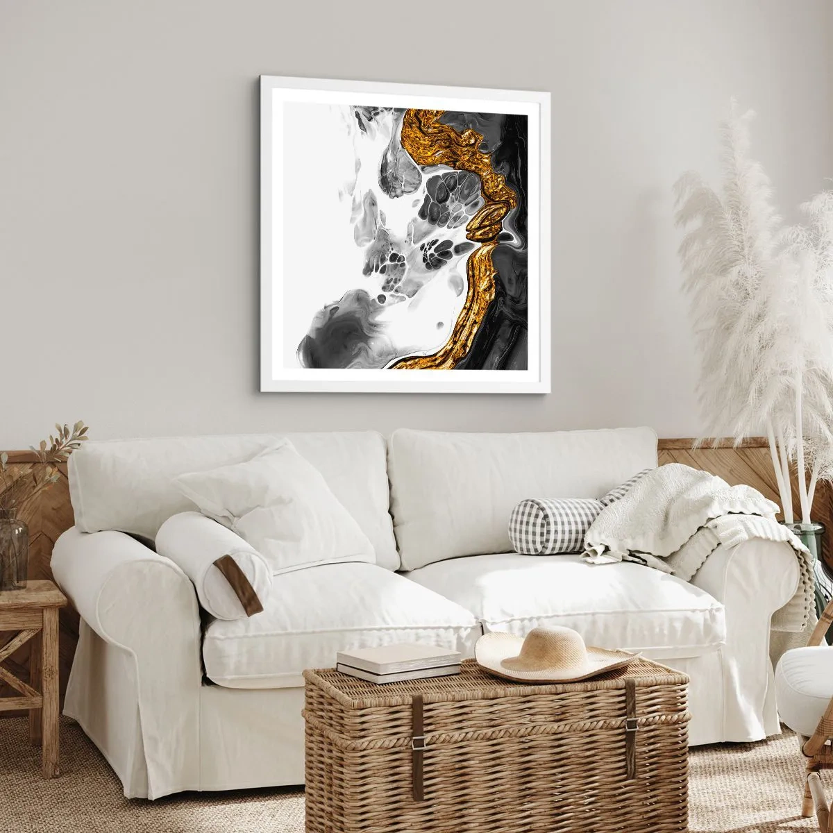 Affiche dans un cadre blanc - Poster - Composition organique - 50x50 cm